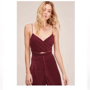 ASTR‎ The Label Pleated Burgundy Wrap Jumpsuit (Size S)